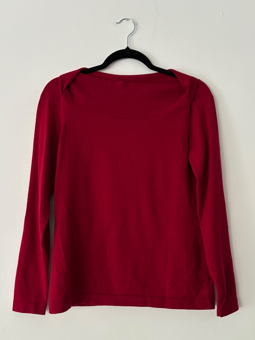 Banana Republic Extra Fine Merino Wool Sweater Red Foldover Boat Neck Womens M